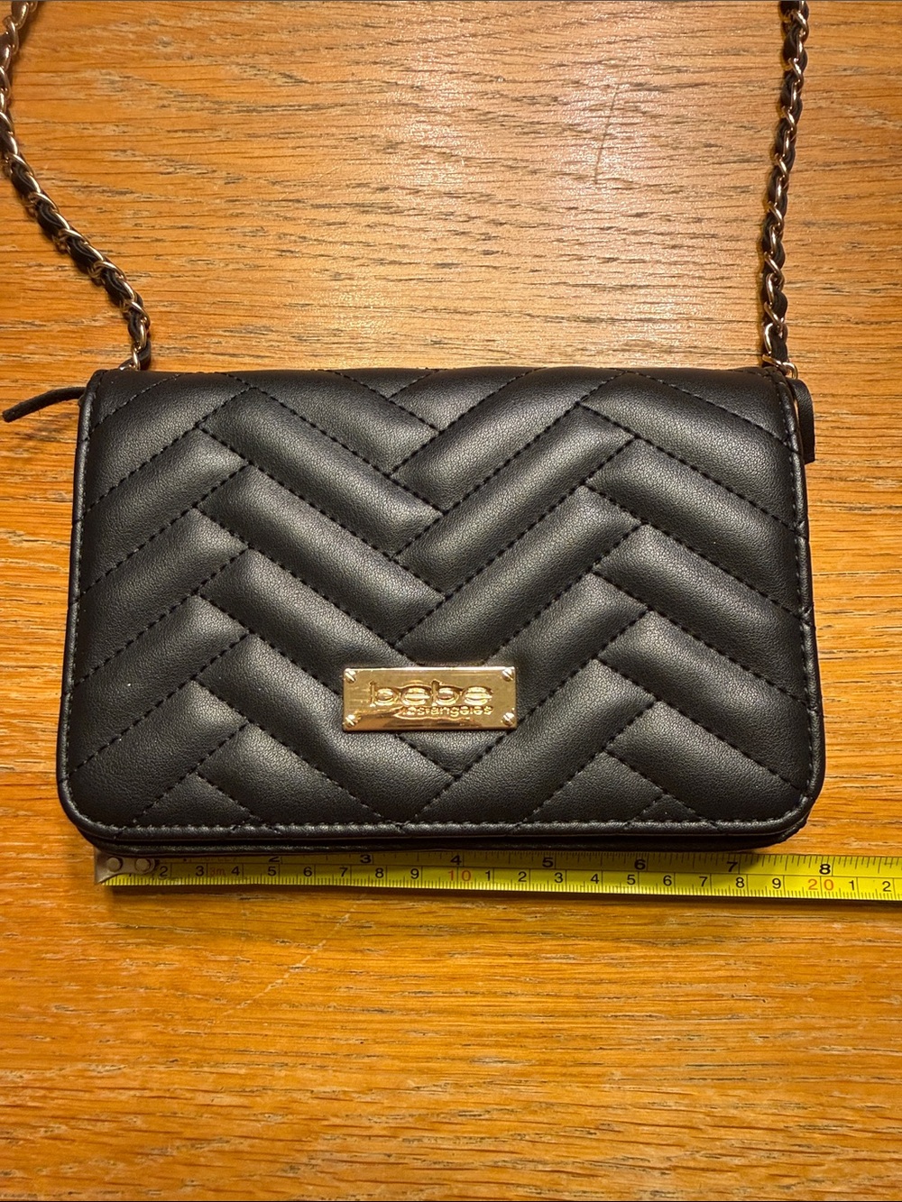 bebe Black Quilted Crossbody with Gold-Tone Chain - Picture 7 of 8